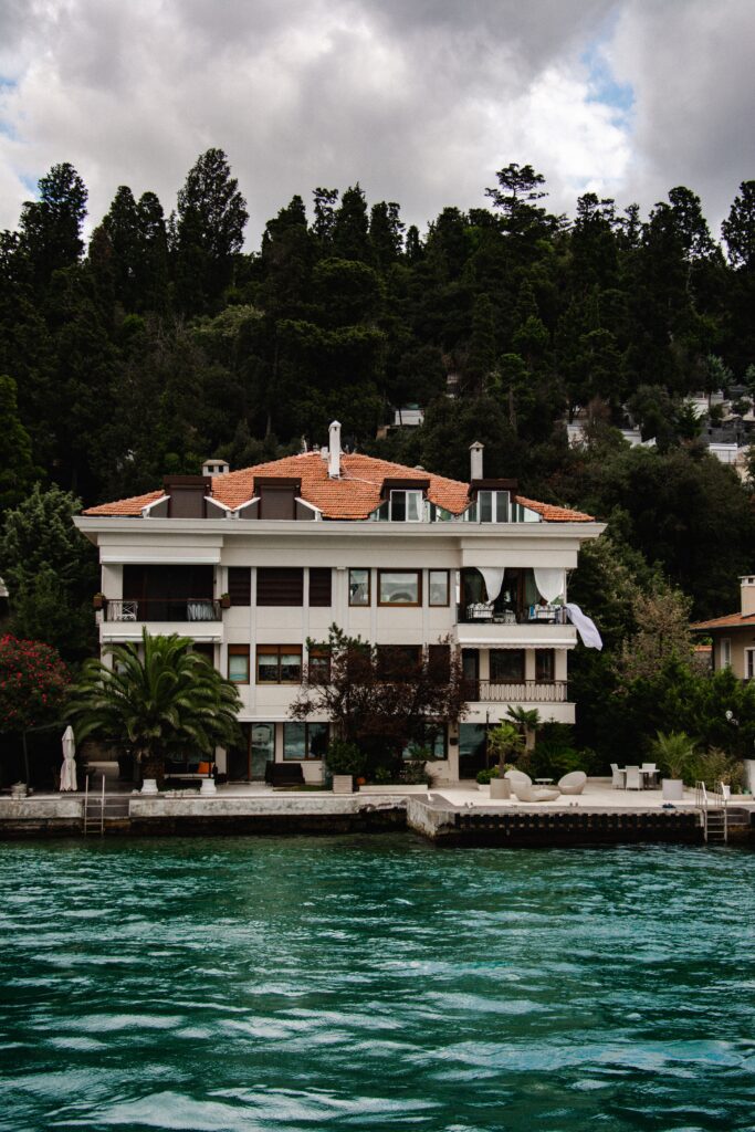 Beautiful luxury home with swimming pool by the Bosphorus in Istanbul, Turkey.
